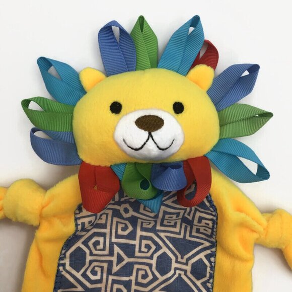 Mudpie Lion Lovey Yellow Ribbon Mane Cuddle Security Infant Baby Pacifier Keeper - Picture 2 of 6